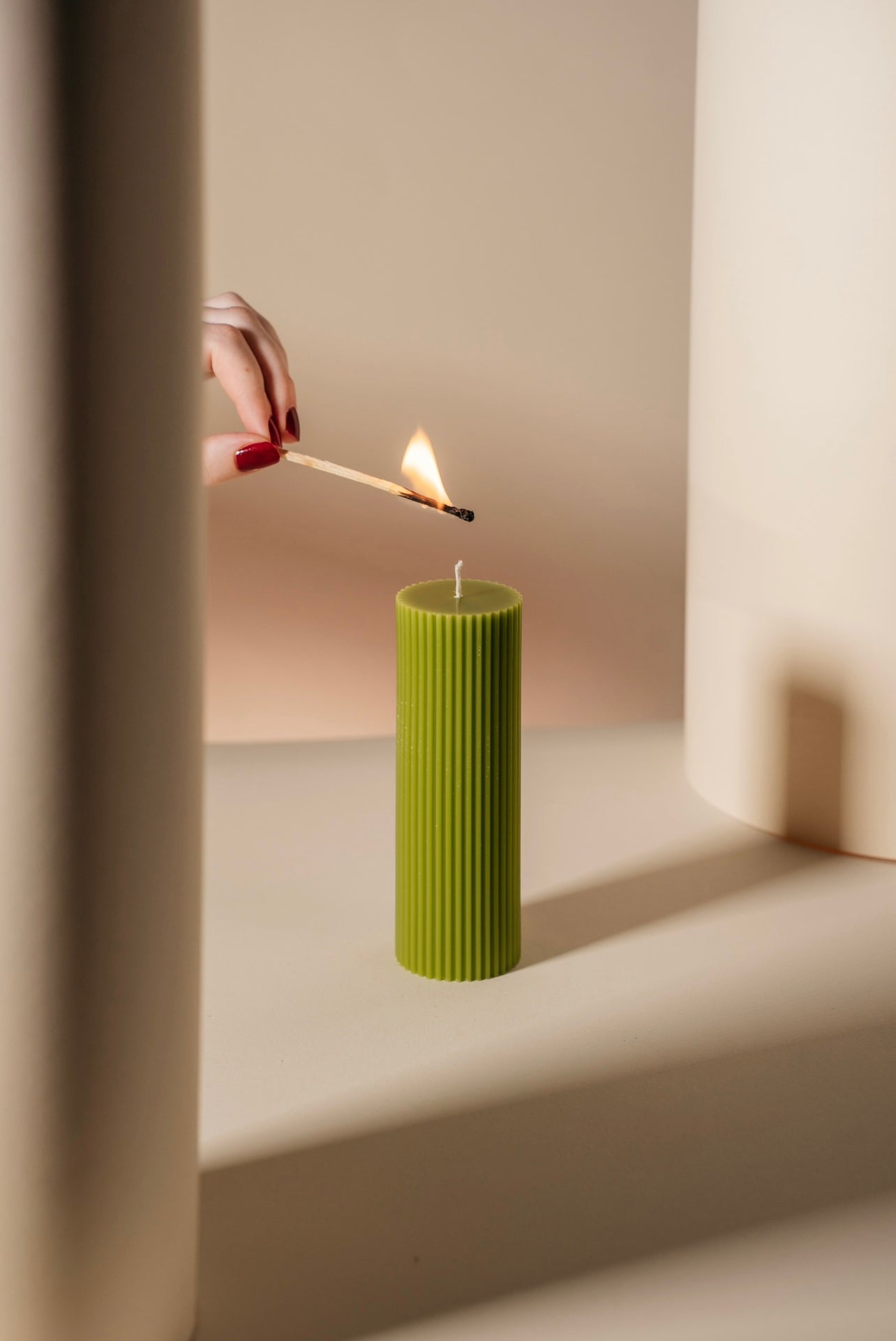 Rippled Pillar Candle - Medium