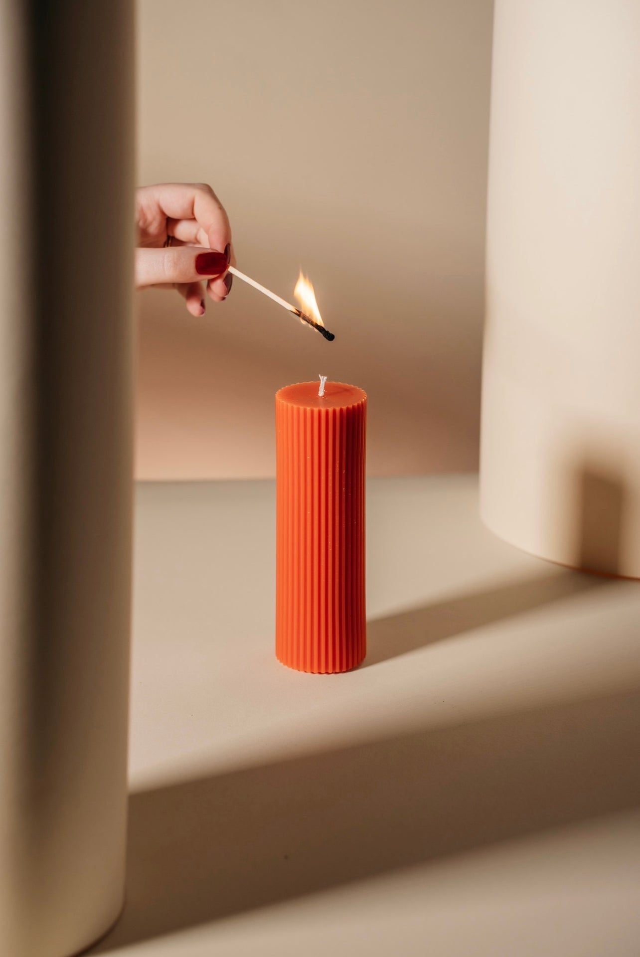 Rippled Pillar Candle - Medium
